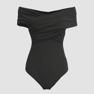 NWT! Cider Solid Off Shoulder Black Bodysuit